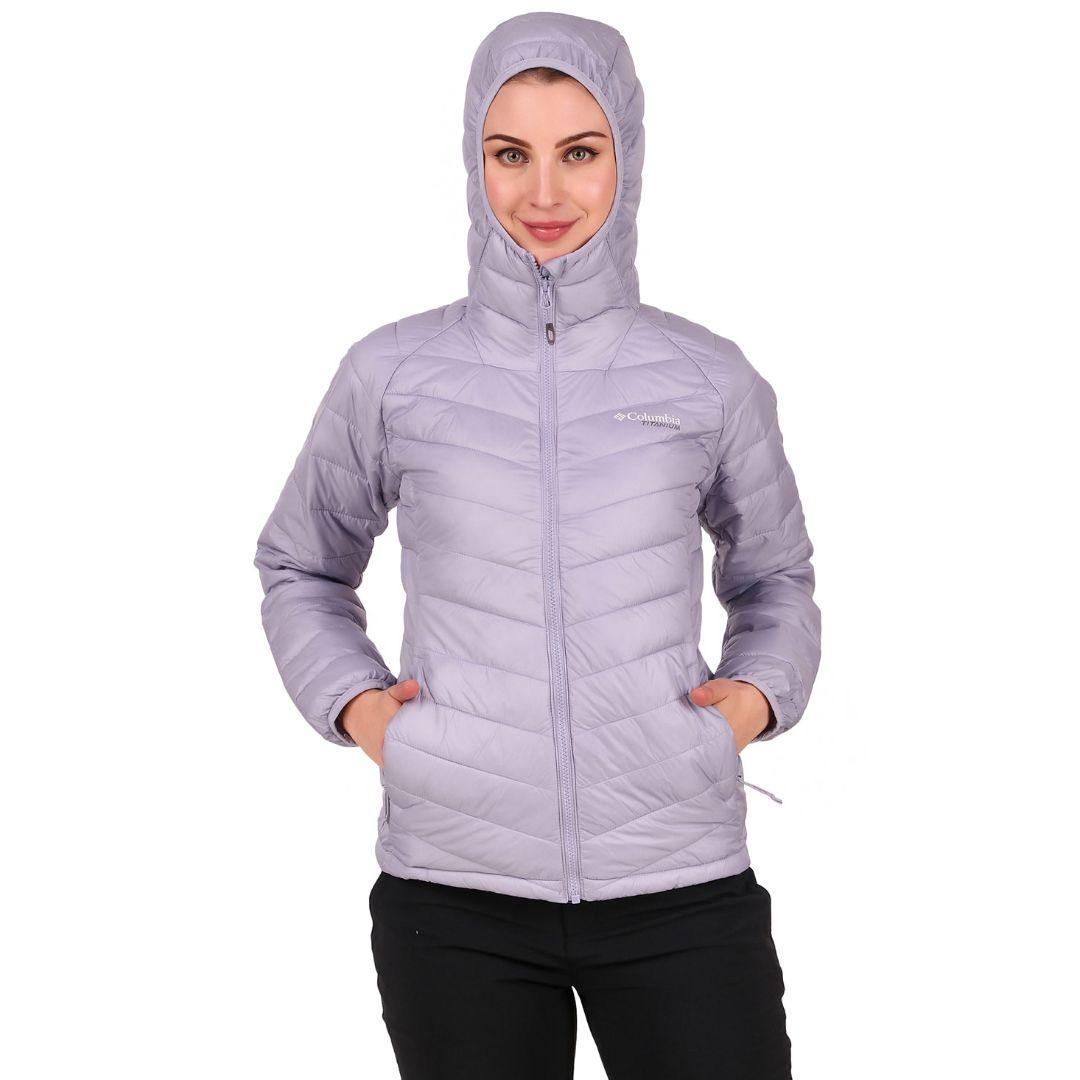 Columbia Women Purple Omni-Heat 3D Snow Country Hooded Down Jacket
