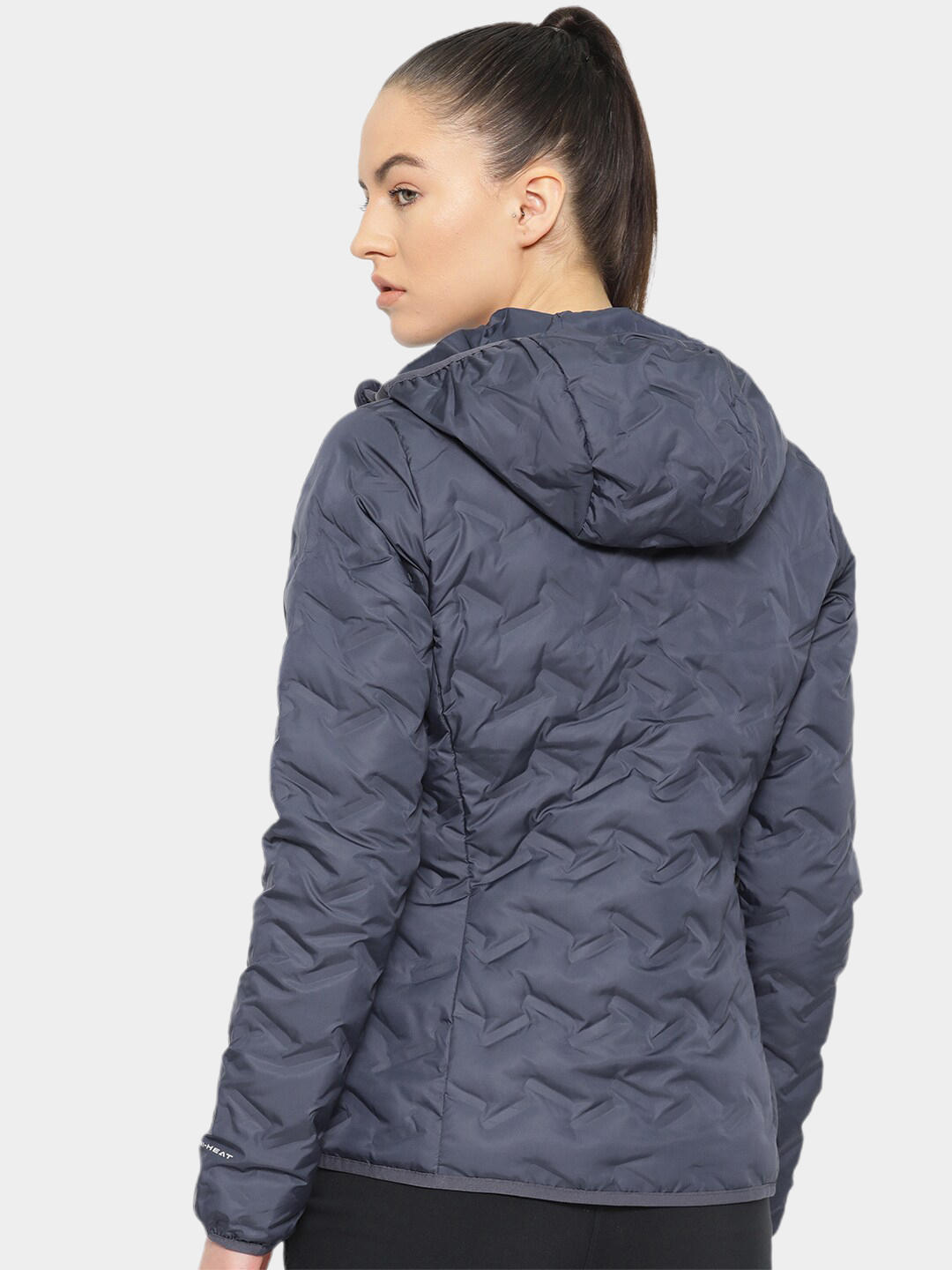 Columbia Women Navy Blue Omni-Heat Reflective Delta Ridge Hooded Down Jacket