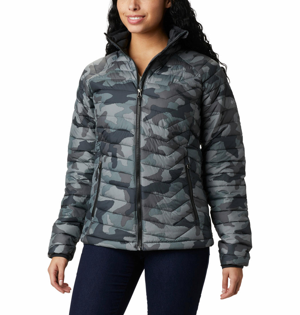 A Women Wearing Columbia Women Black Powder Lite Jacket