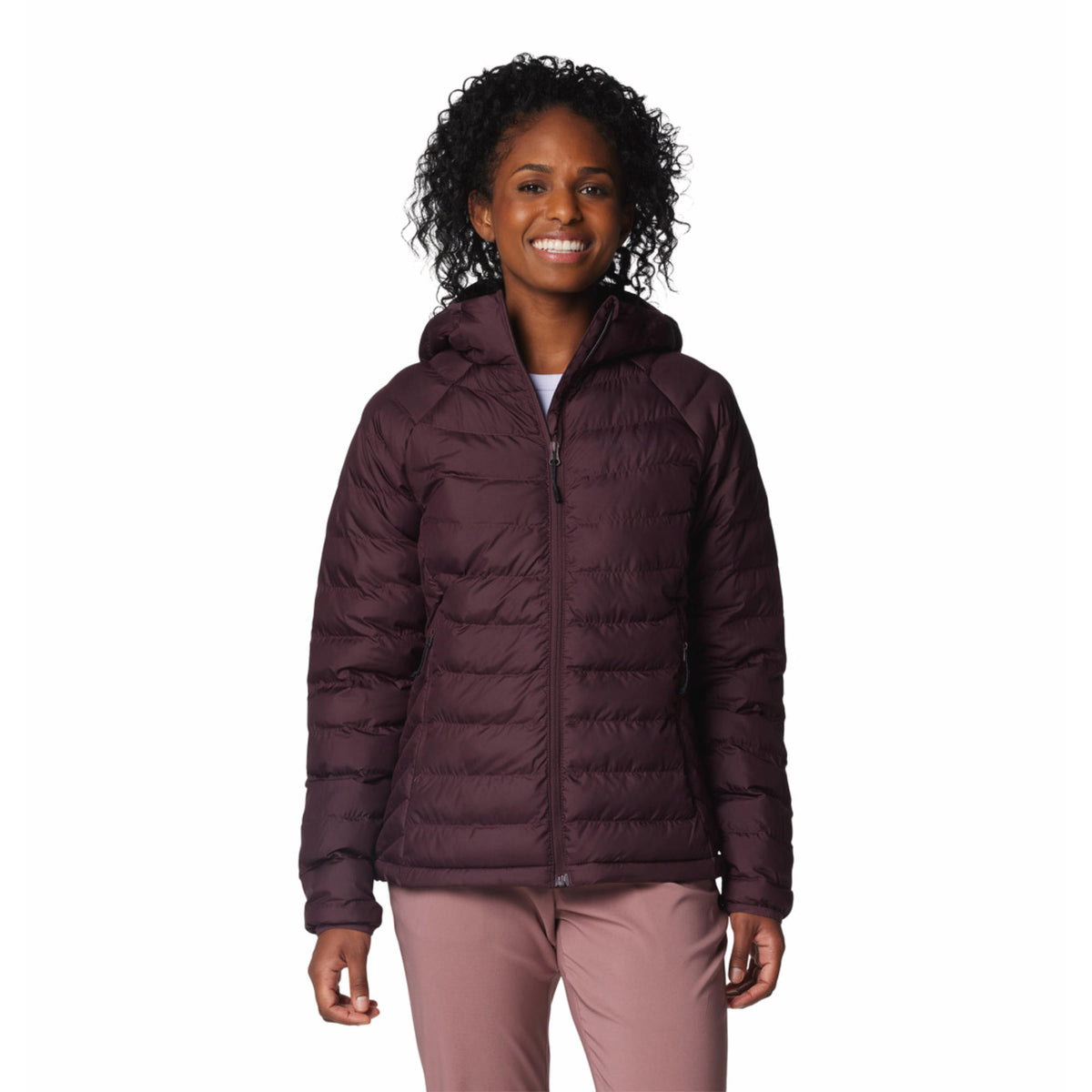Columbia Women Red Omni-Heat Reflective Powder Lite II Hooded Down Jacket