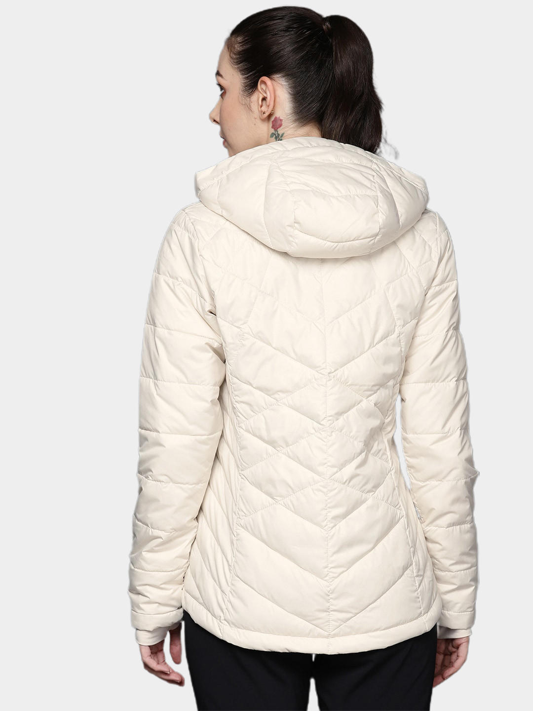 Columbia Women's White Omni-Heat Reflective Heavenly Hooded Down Jacket