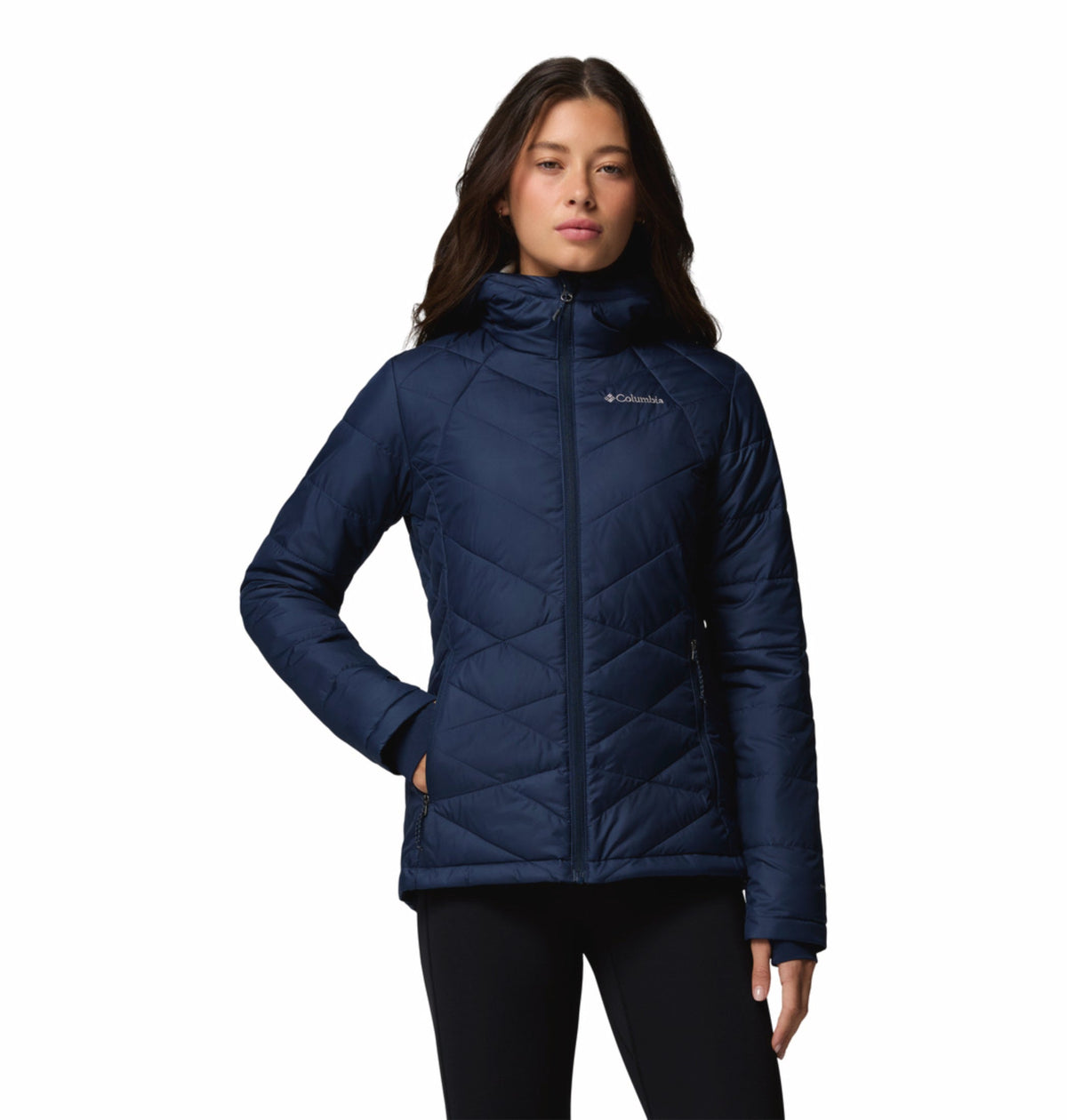 women blue omni heat reflective heavenly down jacket