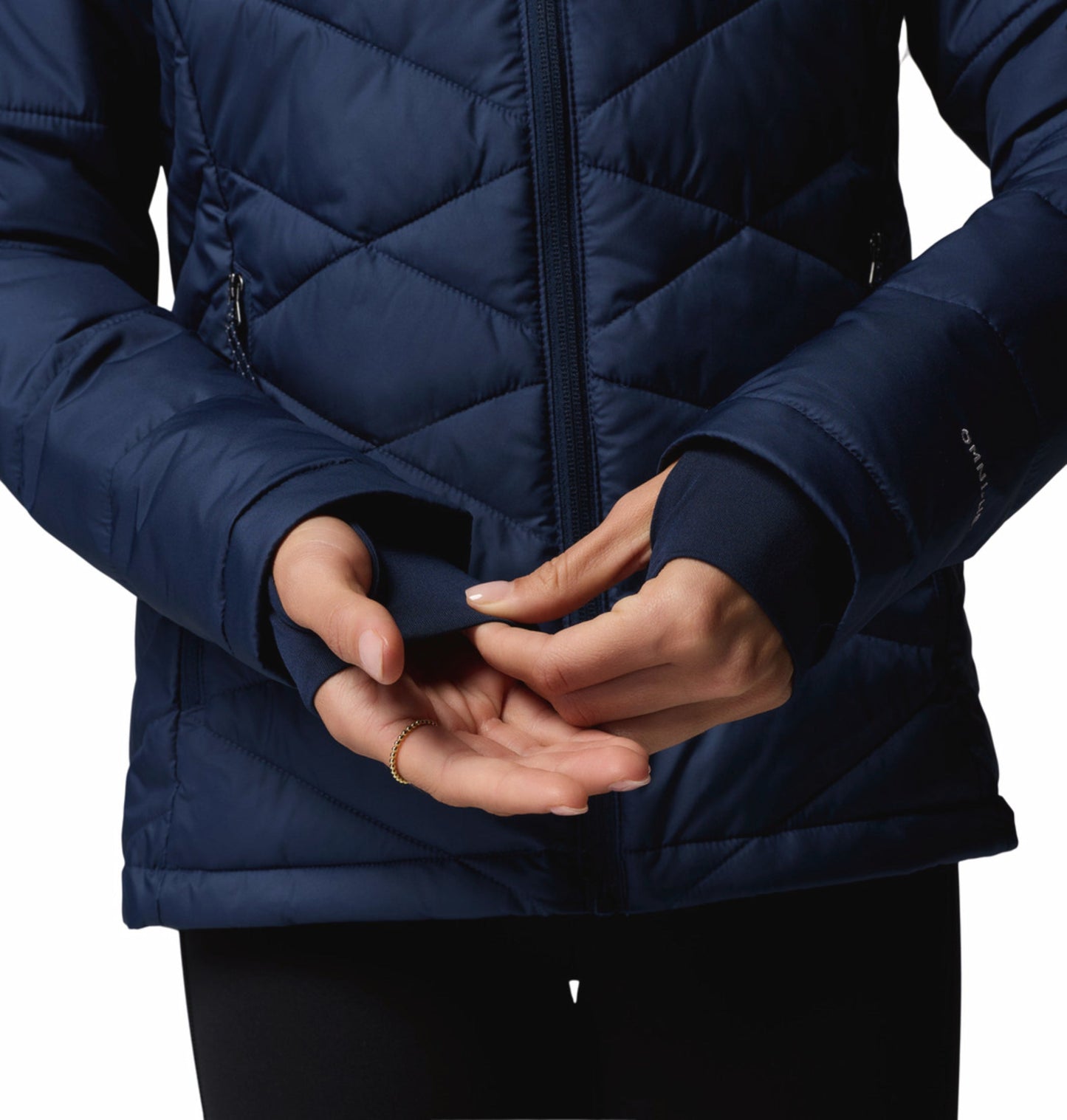 women blue omni heat reflective heavenly down jacket