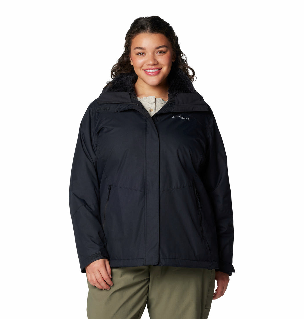 Columbia Women Black Omni-Heat Reflective Bugaboo III Fleece Hooded Interchange Jacket (Plus Size)