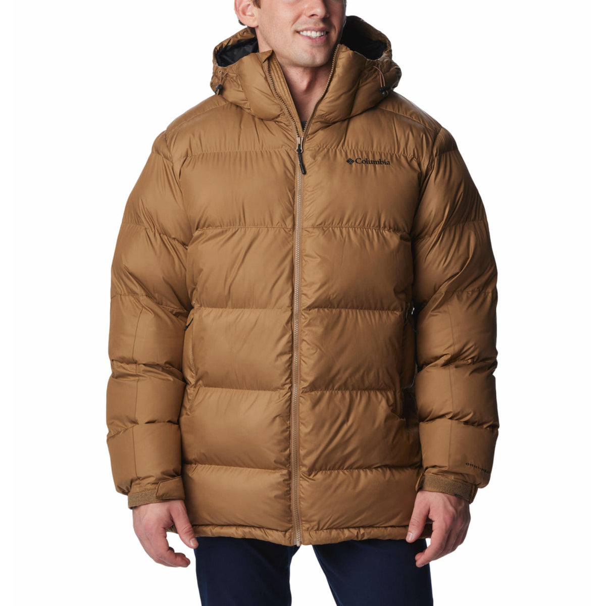 Columbia Men Brown Omni-Heat Reflective Pike Lake Parka Hooded Down Jacket