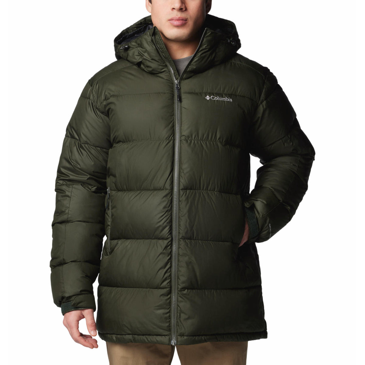 Columbia Men Green Omni-Heat Reflective Pike Lake Parka Hooded Down Jacket