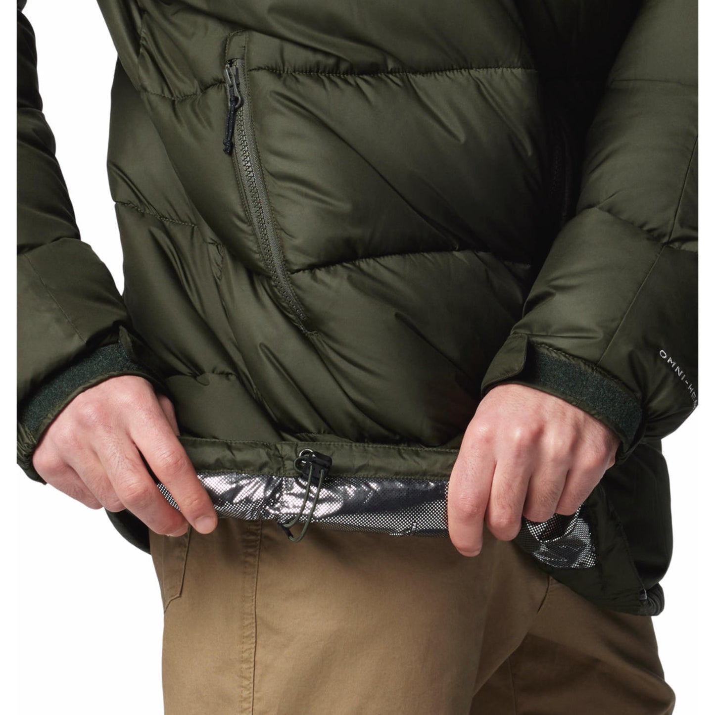 Columbia Men Green Omni-Heat Reflective Pike Lake Parka Hooded Down Jacket