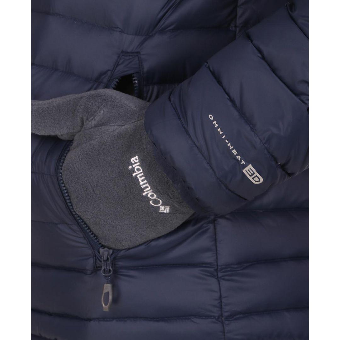 A Men Wearing Columbia Men Blue Alpha Trail Down Jacket
