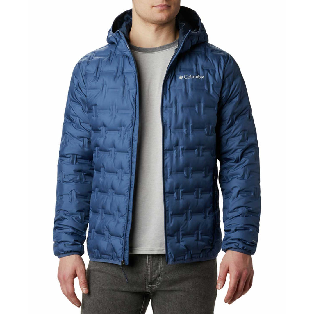 Columbia Men Blue Omni-Heat Reflective Delta Ridge Hooded Down Jacket