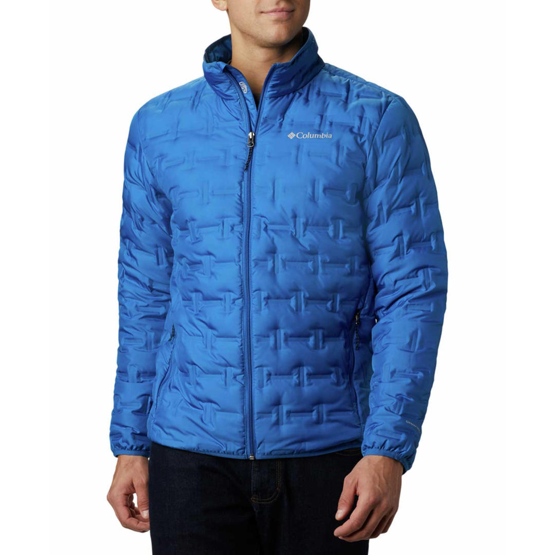 A Men Wearing Columbia Men Blue Delta Ridge Down Jacket