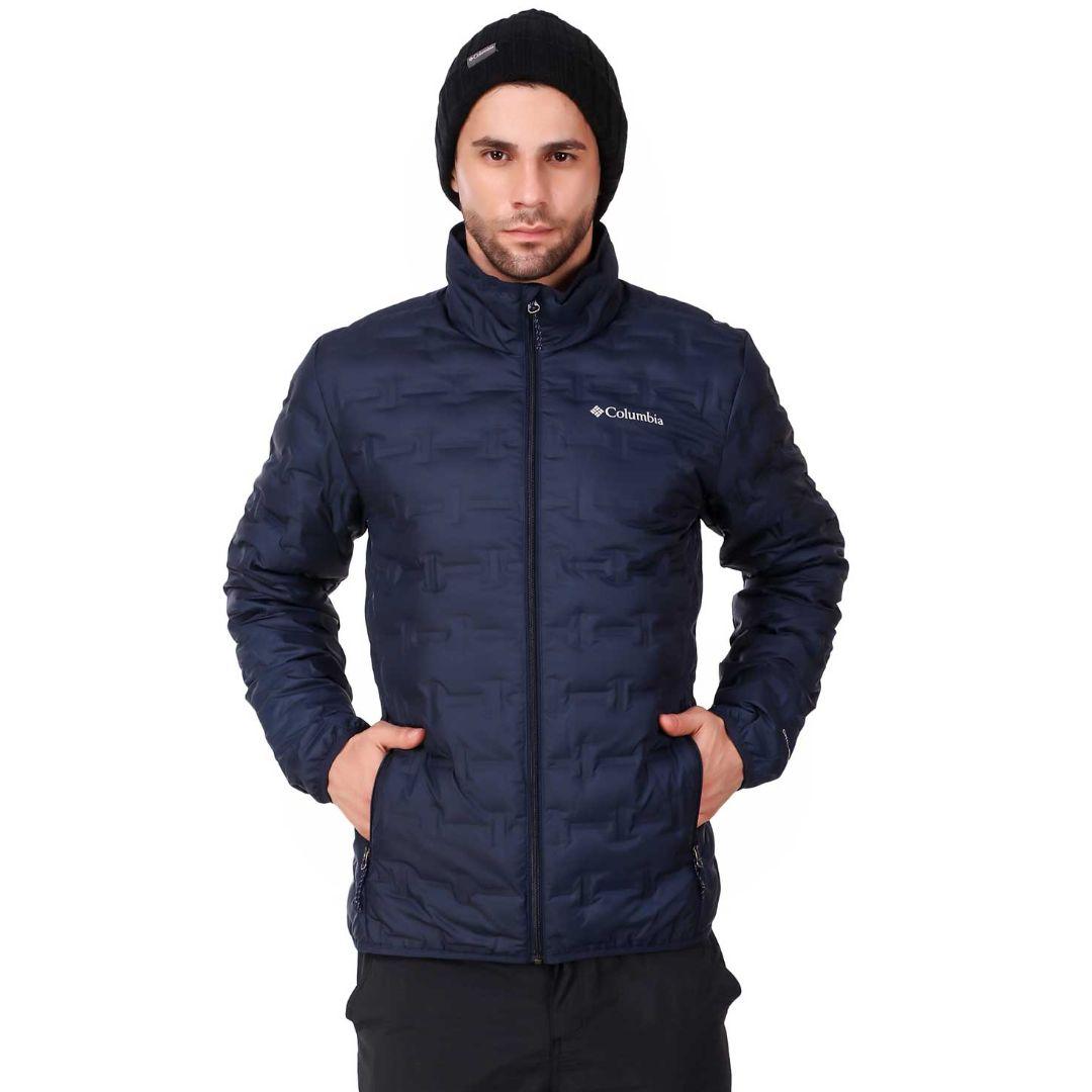 A Men Wearing Columbia Men Blue Delta Ridge Down Jacket