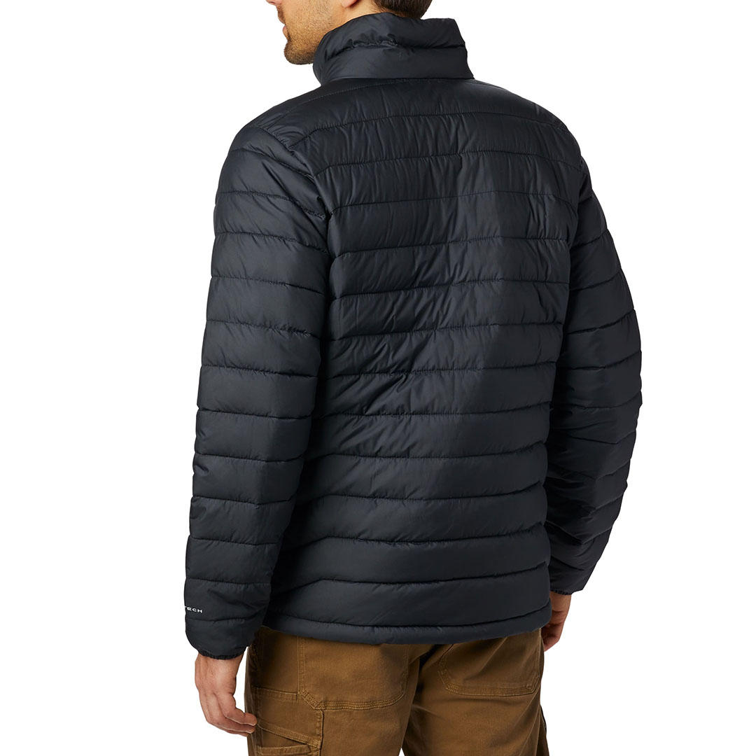 A Men Wearing Columbia Men Black Powder Lite Jacket