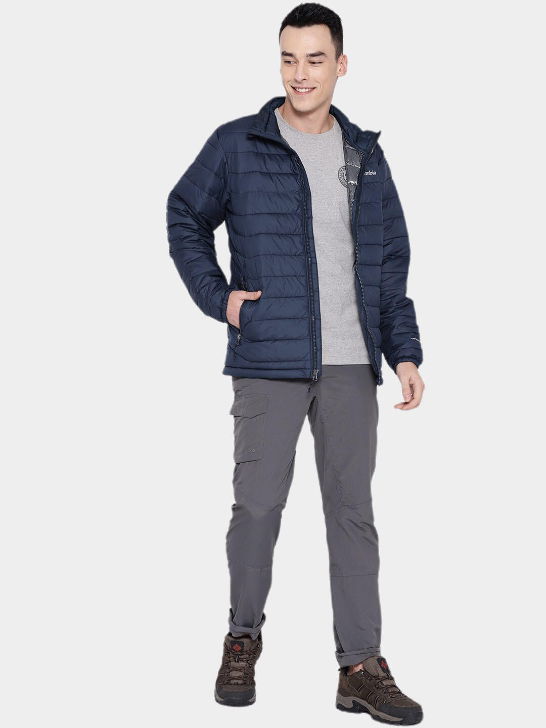 Columbia Men Navy Blue Omni-Heat Reflective Powder Lite Down Jacket