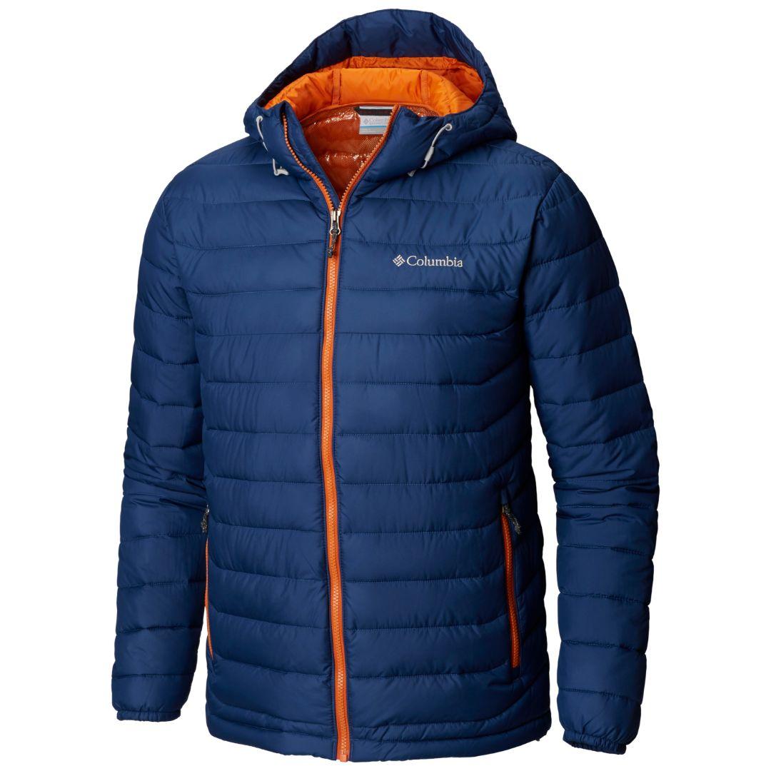 Columbia Men Blue Omni-Heat Reflective Powder Lite Hooded Down Jacket