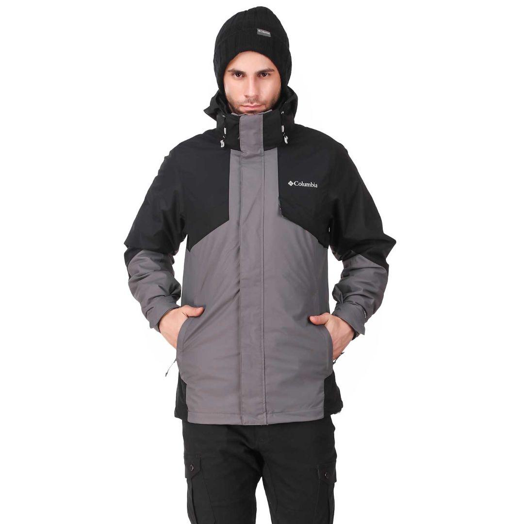 Columbia Men Grey Omni-Heat Reflective Bugaboo II Fleece Hooded Jacket