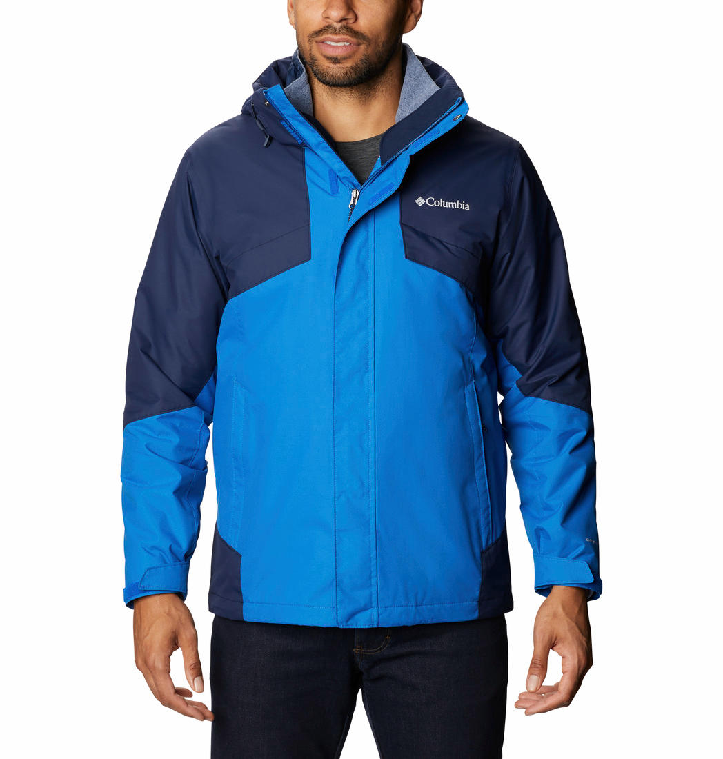 A Men Wearing Columbia Men Blue Bugaboo II Fleece Interchange Jacket