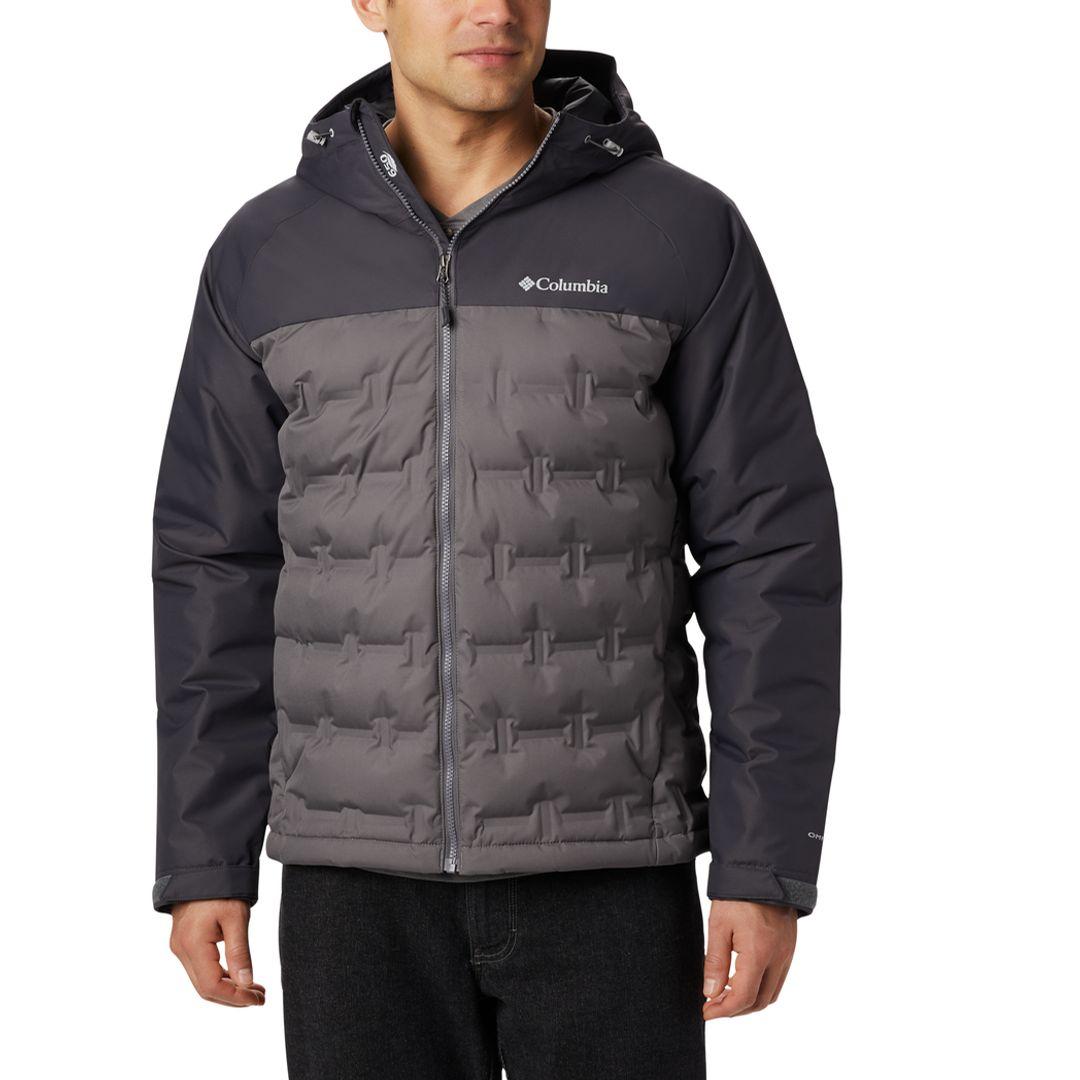 Columbia Men Grey Omni-Heat Reflective Grand Trek Hooded Down Jacket