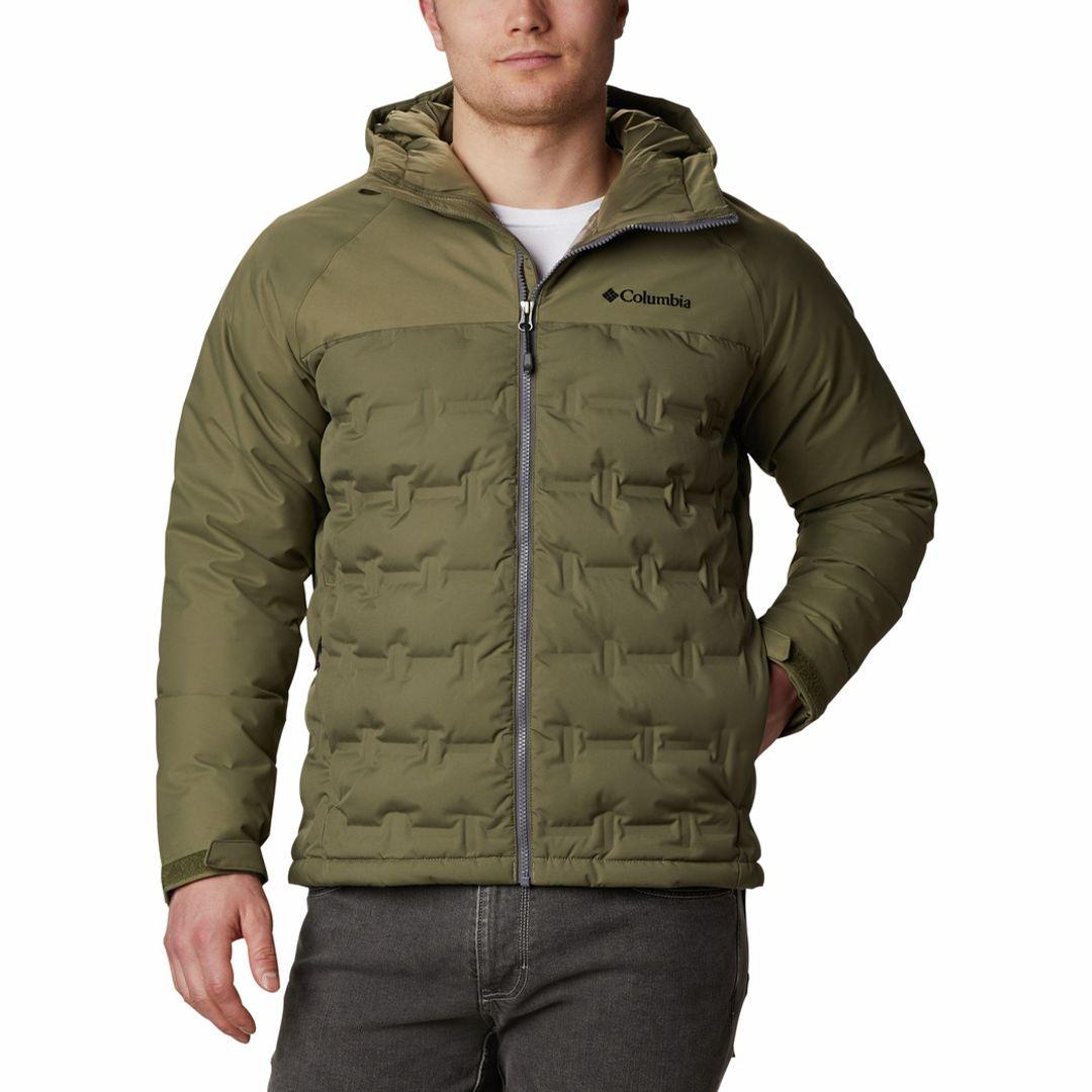 Columbia Men Green Omni-Heat Reflective Grand Trek Hooded Down Jacket