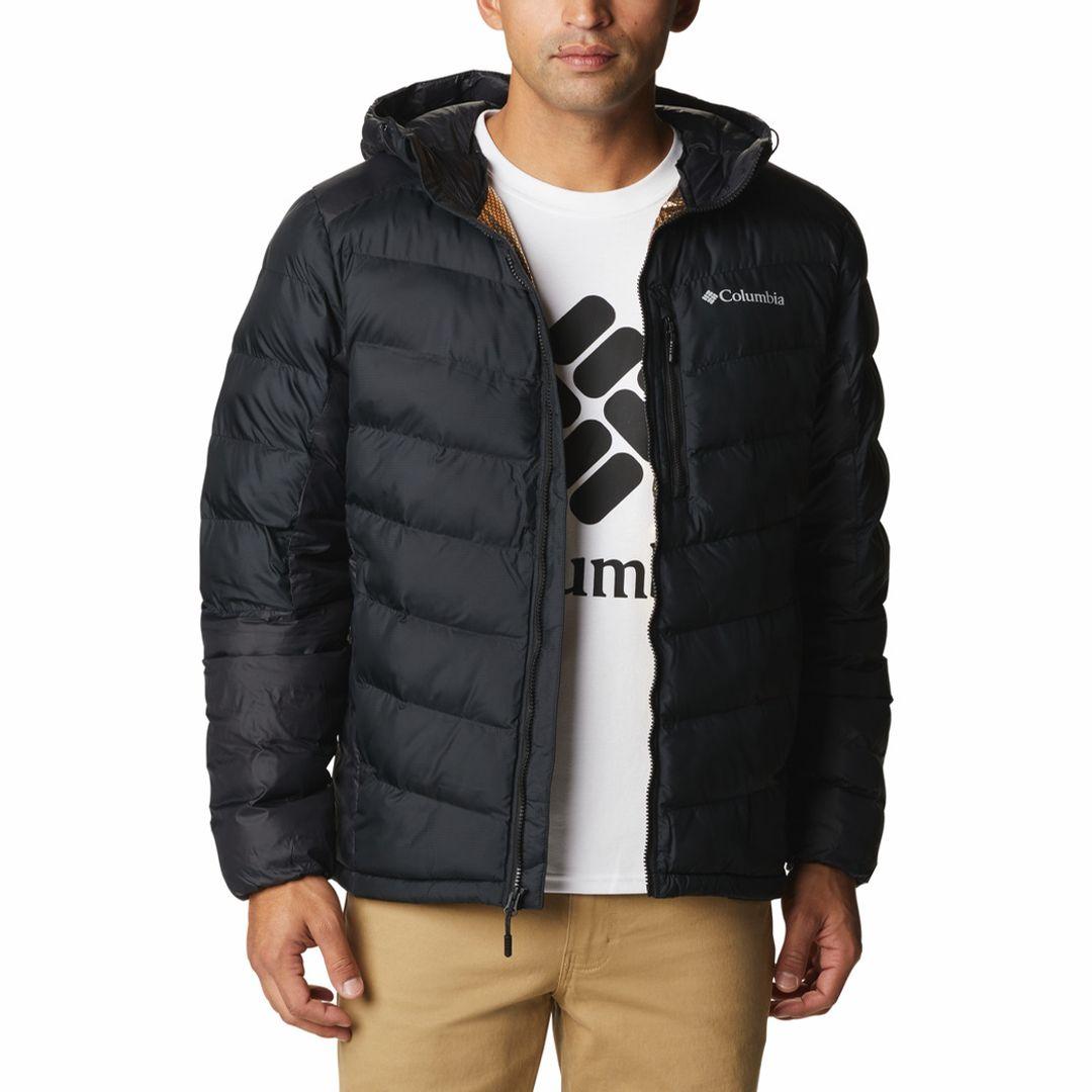 Columbia Men Black Omni-Heat Inifnity Labyrinth Loop Hooded Down Jacket