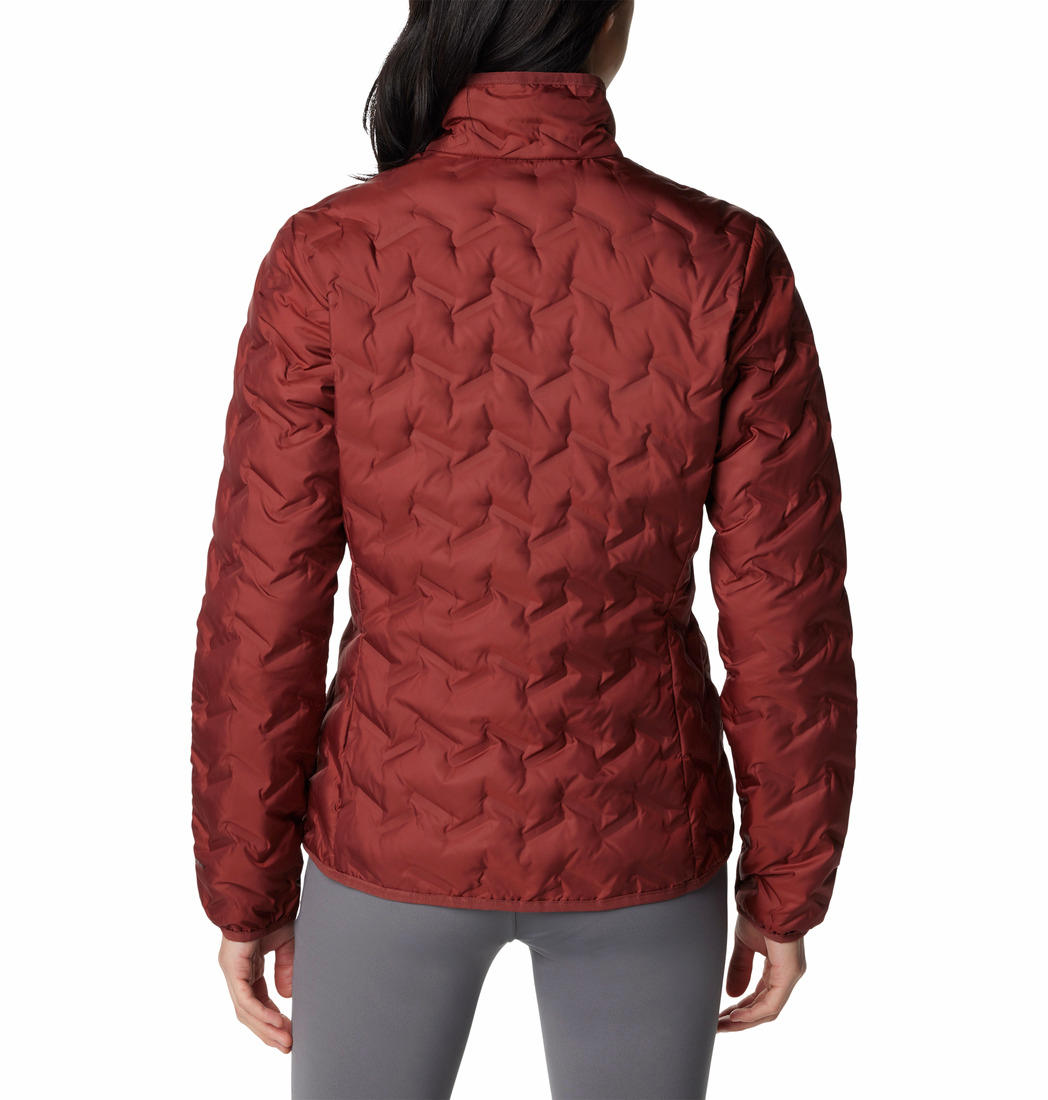 A Women Wearing Columbia Women Red Delta Ridge Down Jacket
