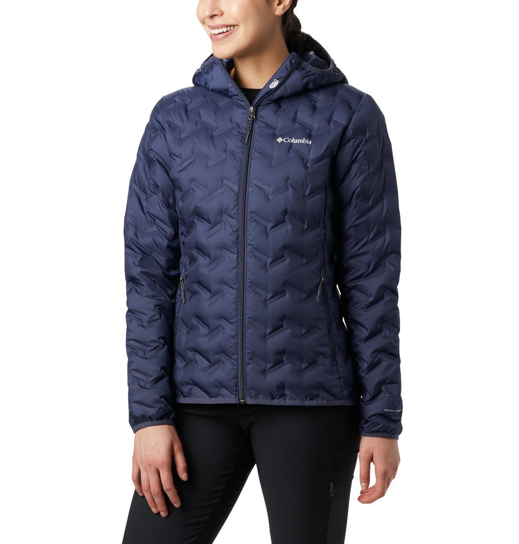 Columbia Women Navy Blue Omni-Heat Reflective Delta Ridge Hooded Down Jacket