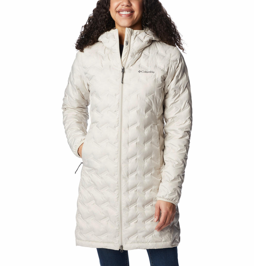 A Women Wearing Columbia Women Brown Delta Ridge Long Down Jacket