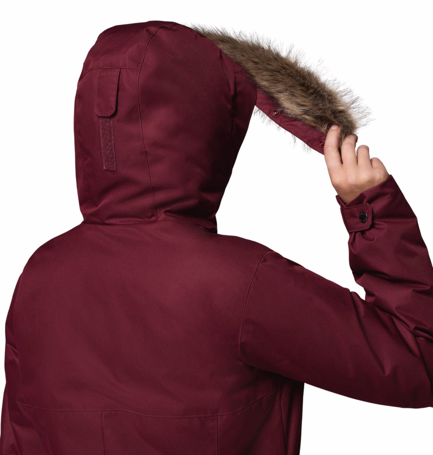 Columbia Women Red Omni-Heat Reflective Suttle Mountain Long Hooded Down Jacket