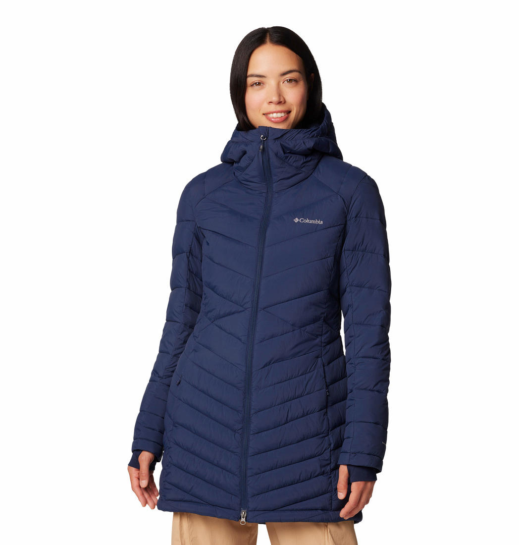 A Women Wearing Columbia Women Blue Joy Peak II Mid Jacket