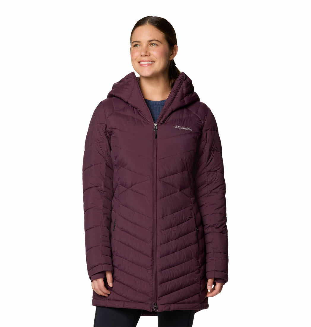 A Women Wearing Columbia Women Red Joy Peak II Mid Jacket