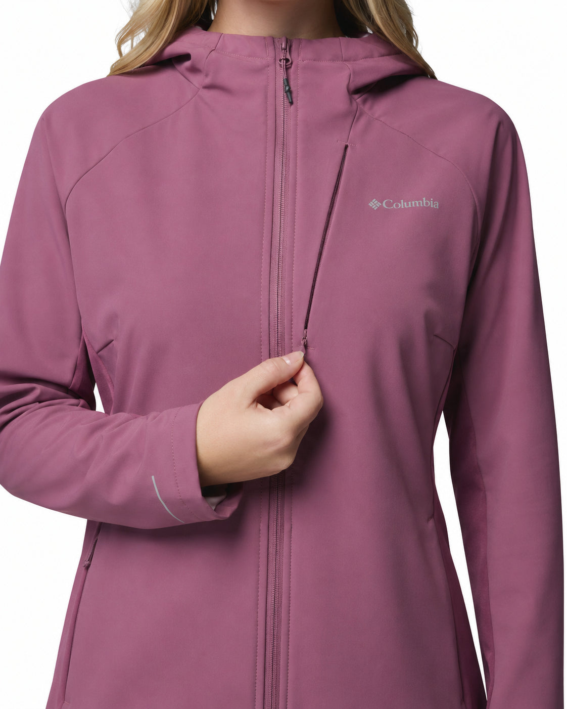 women purple omni shield trailborne soft shell jacket