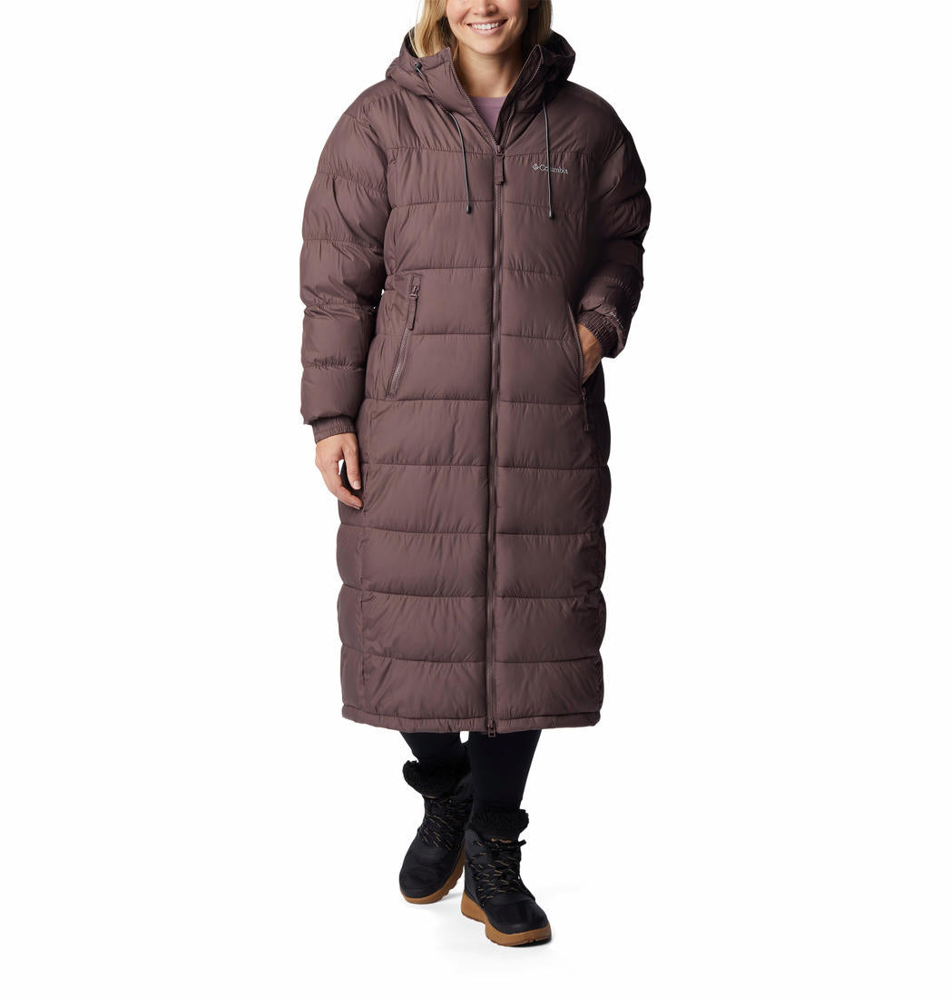 A Women Wearing Columbia Women Brown Pike Lake II Long Jacket