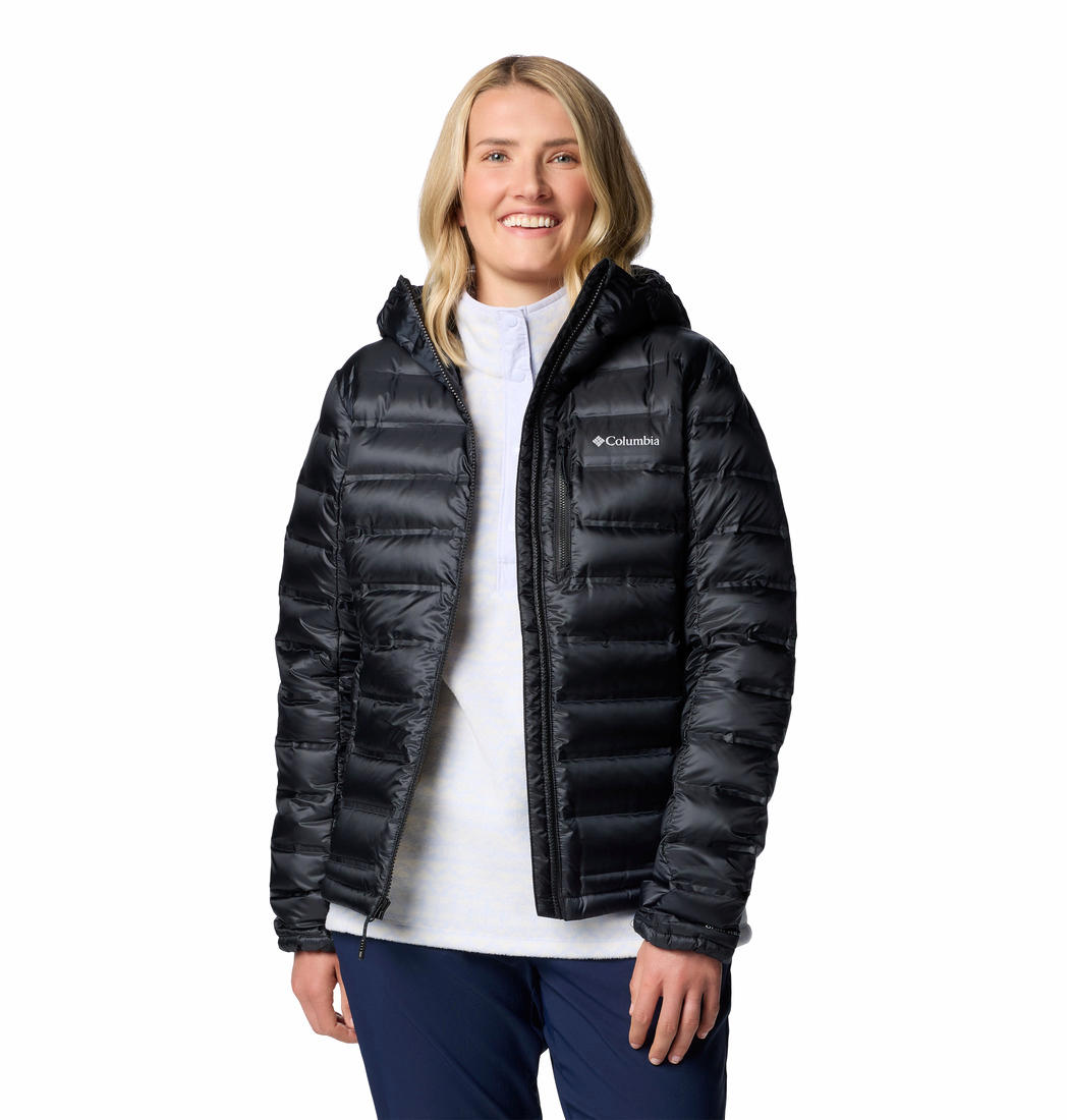 Columbia Women Black Pebble Peak II Down Hooded Jacket