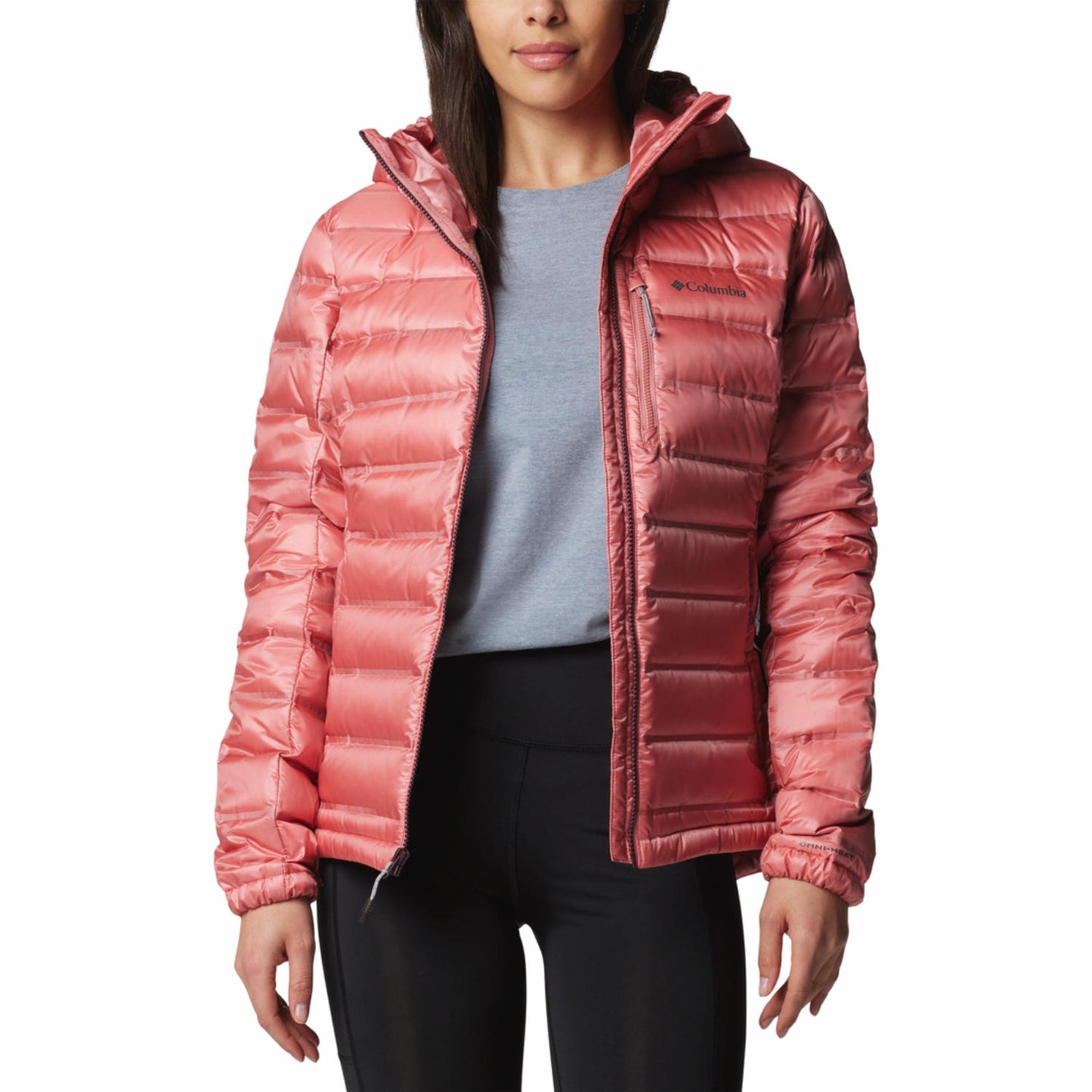 Columbia Women Pink Omni-Heat Inifnity Pebble Peak II Hooded Down Jacket