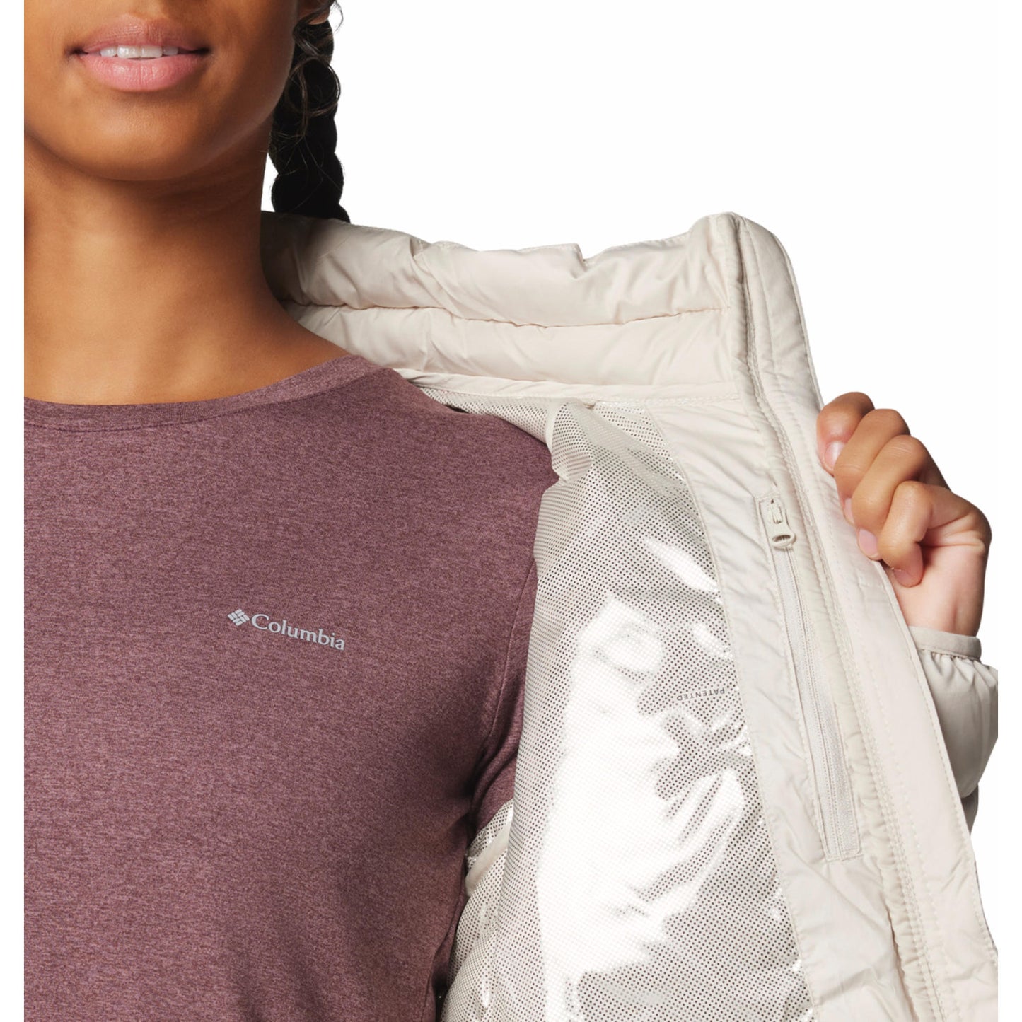 Columbia Women Beige Omni-Heat Reflective Powder Lite II Down Jacket