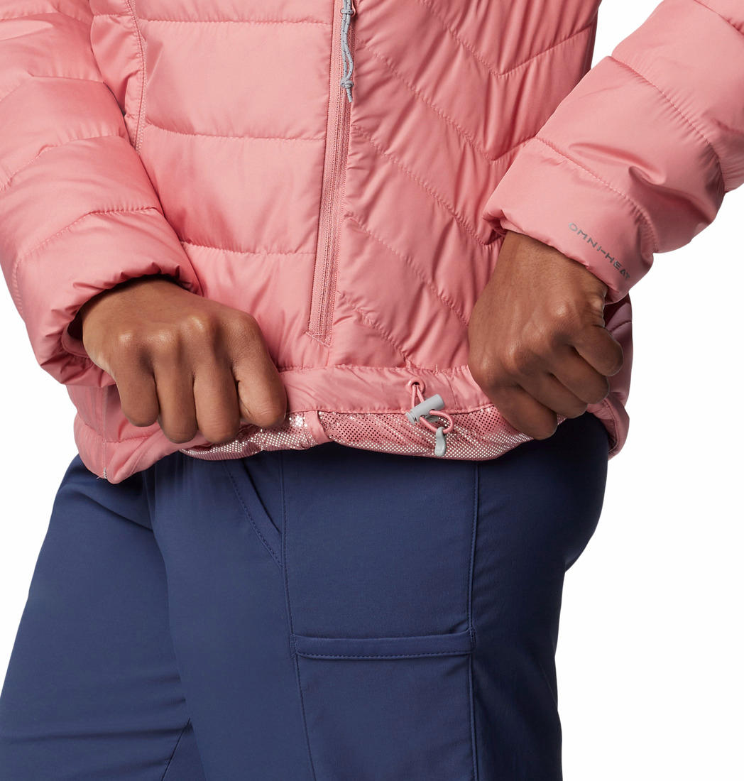 A Women Wearing Columbia Women Pink Powder Lite II Full Zip Jacket