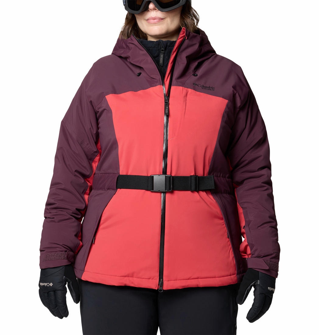 A Women Wearing Columbia Women Red Cirque Bowl Insulated Jacket