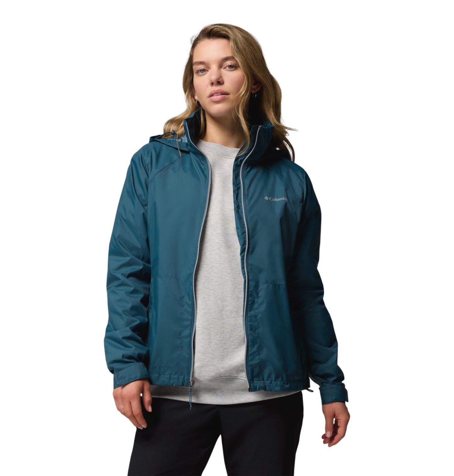 Columbia Women's Blue Omni-Shield Switchback IV Lightweight Waterproof Rain Jacket