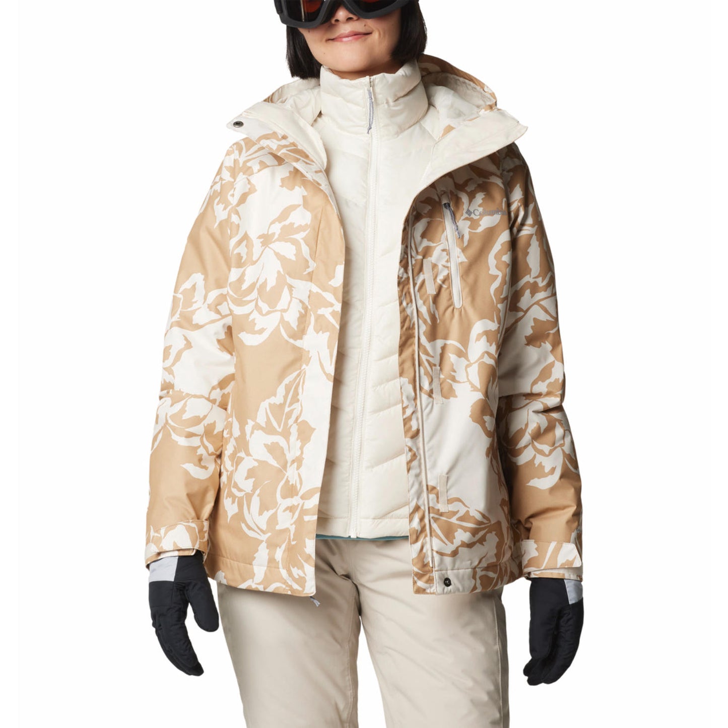 Columbia Women Brown Omni-Heat Reflective Whirlibird V Printed Hooded Interchange Jacket