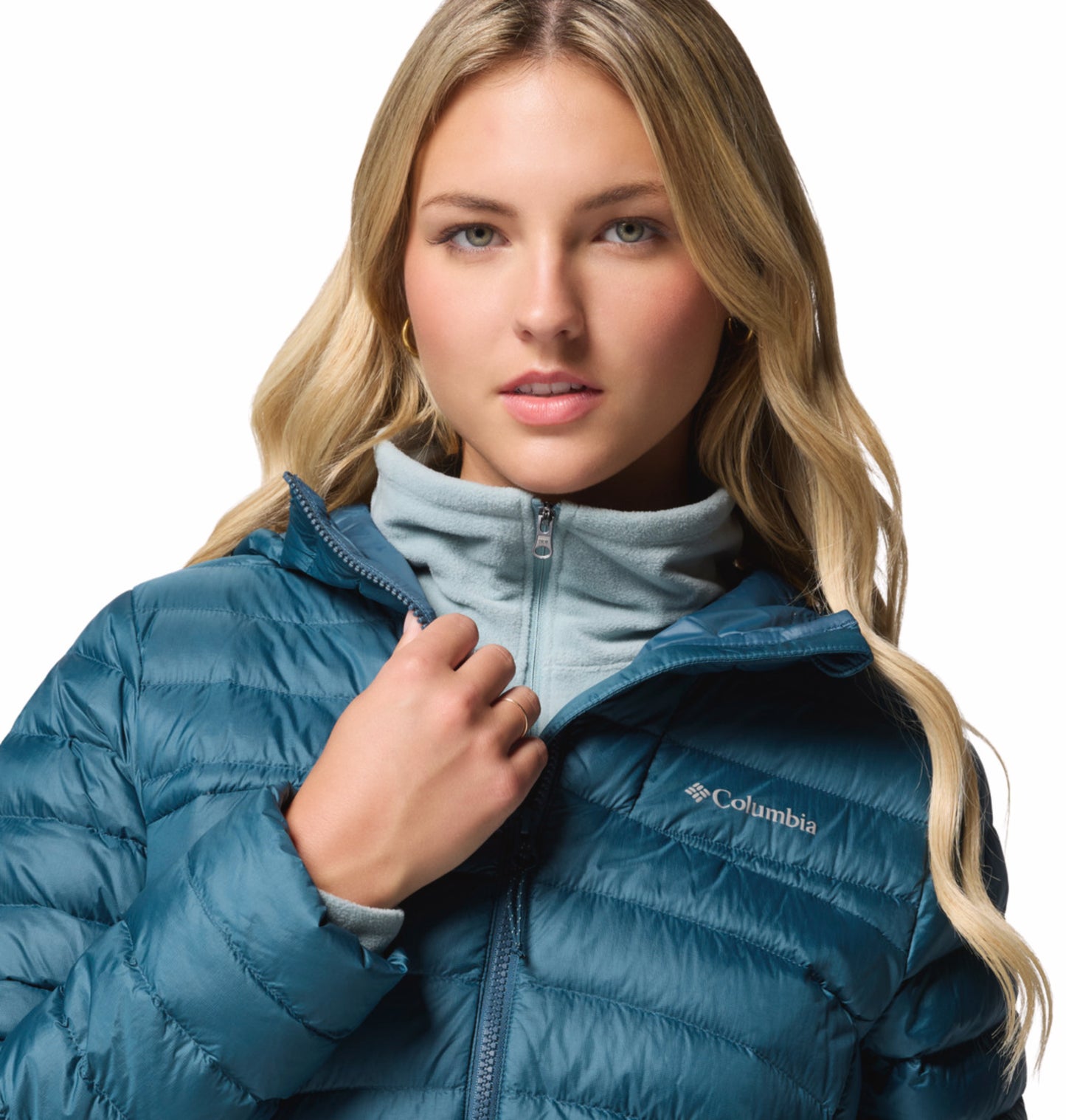Columbia Women Blue Omni-Shield Corelite Hooded Down Jacket