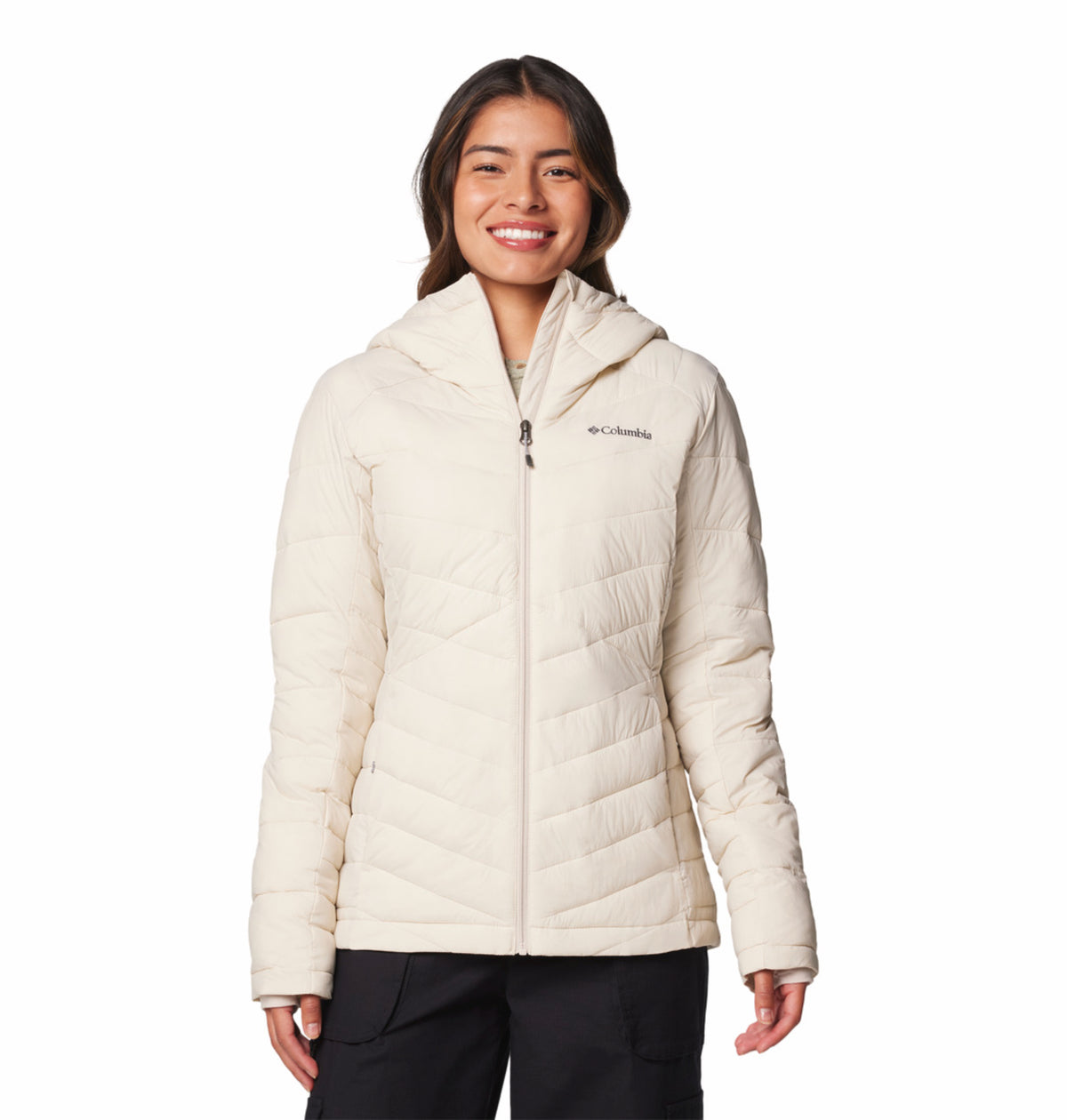 Columbia Women Beige Omni-Heat Inifnity Joy Peak II Hooded Down Jacket