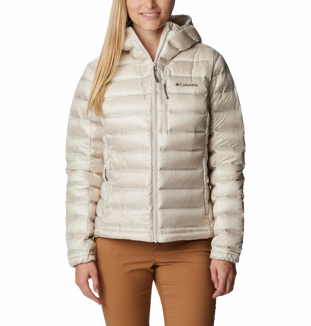 Columbia Women Beige Omni-Heat Inifnity Pebble Peak Hooded Down Jacket