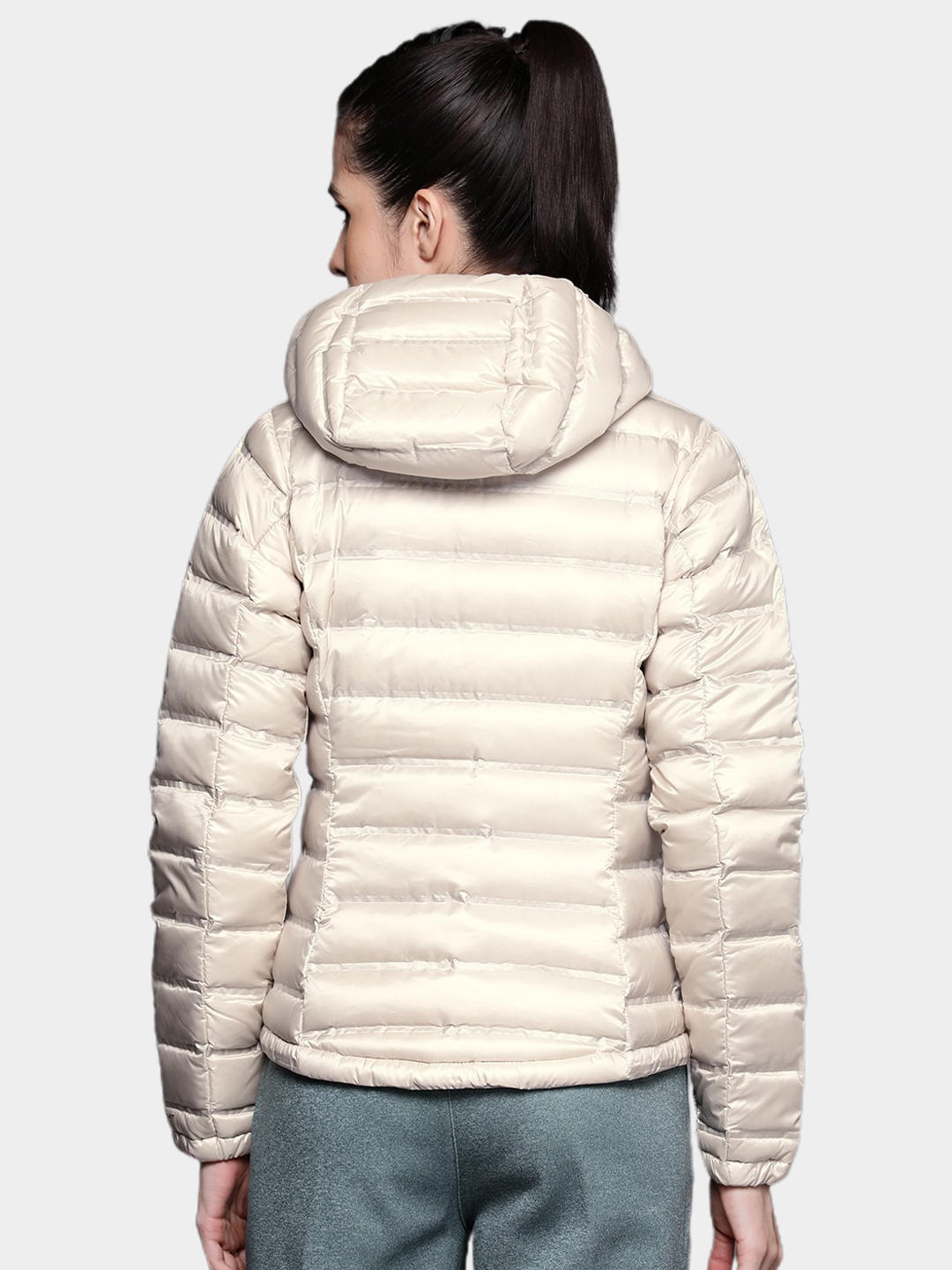 Columbia Women Beige Omni-Heat Inifnity Pebble Peak Hooded Down Jacket