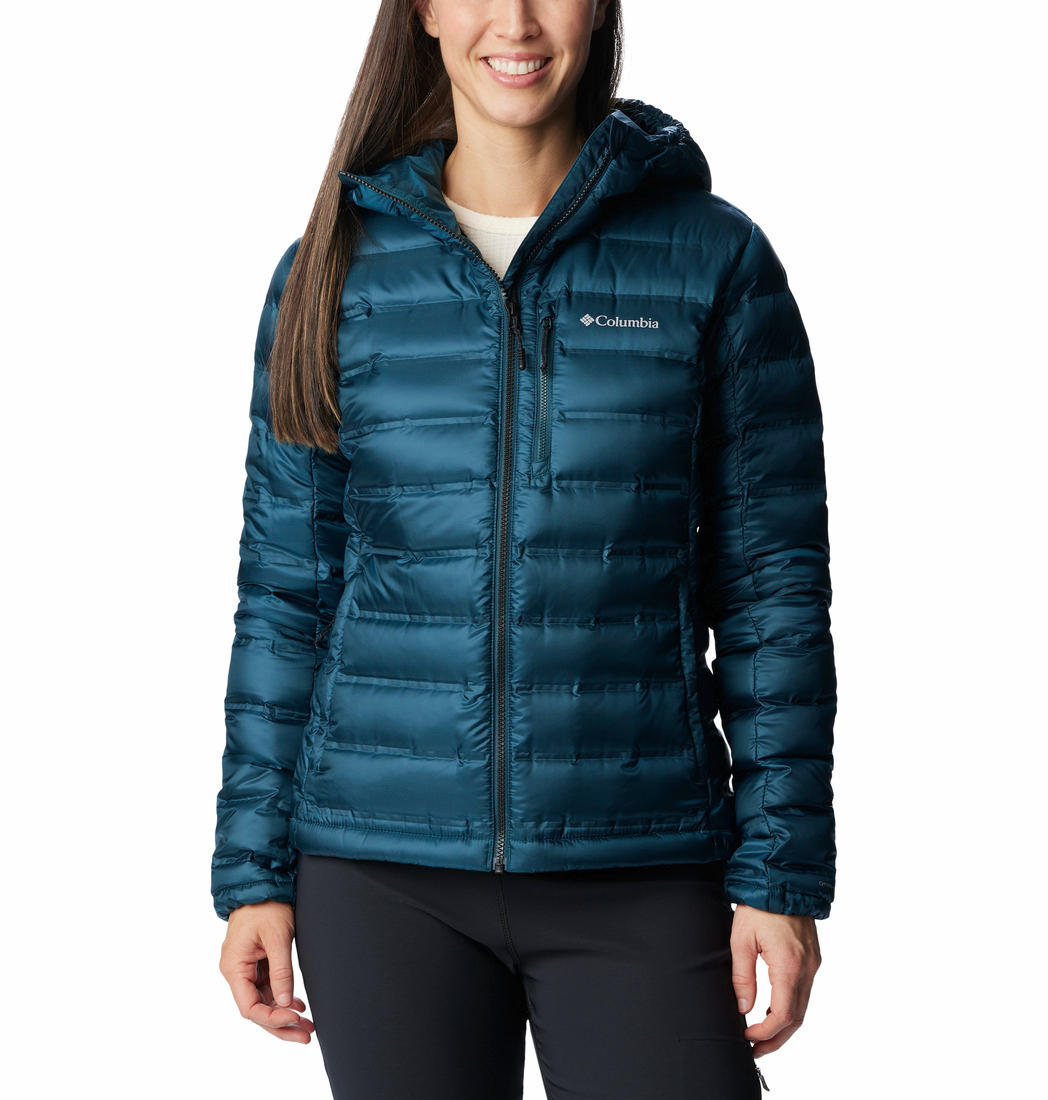 Columbia Women Blue Omni-Heat Inifnity Pebble Peak Hooded Down Jacket