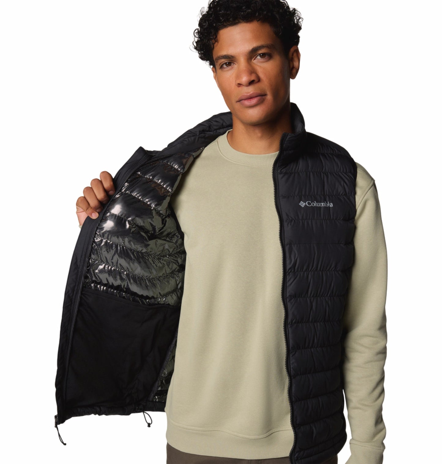 men black omni heat reflective powder lite ii vest plus size