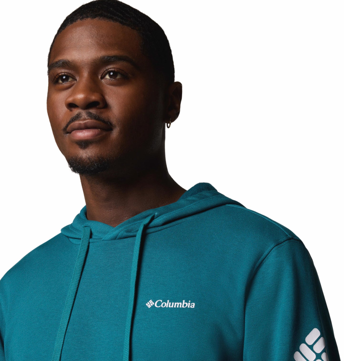 A Men Wearing Columbia Men Blue Beaumount Hoodie