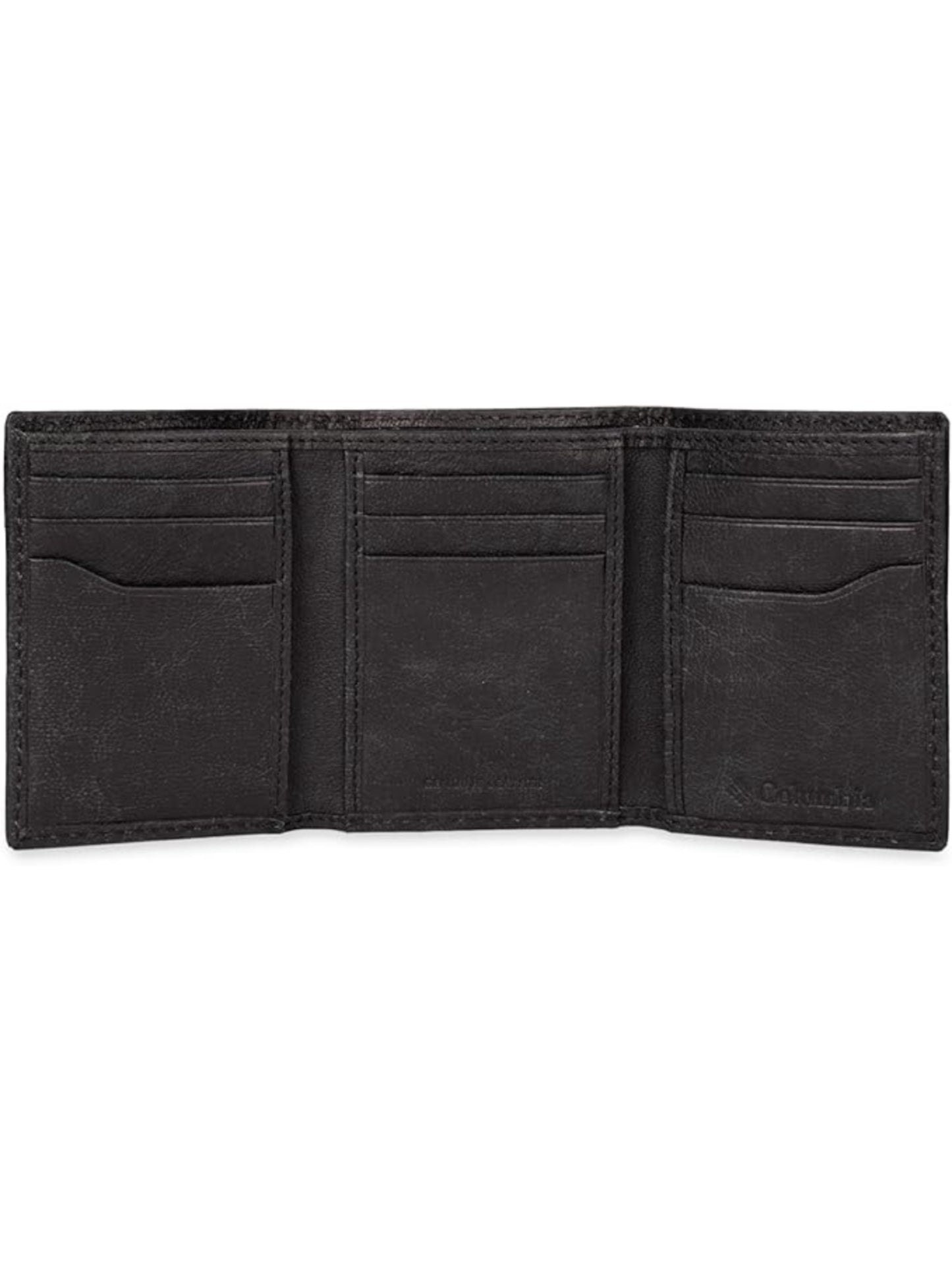 Columbia Men Black Trifold Wallet with Zipper Back Wall Bill Pocket