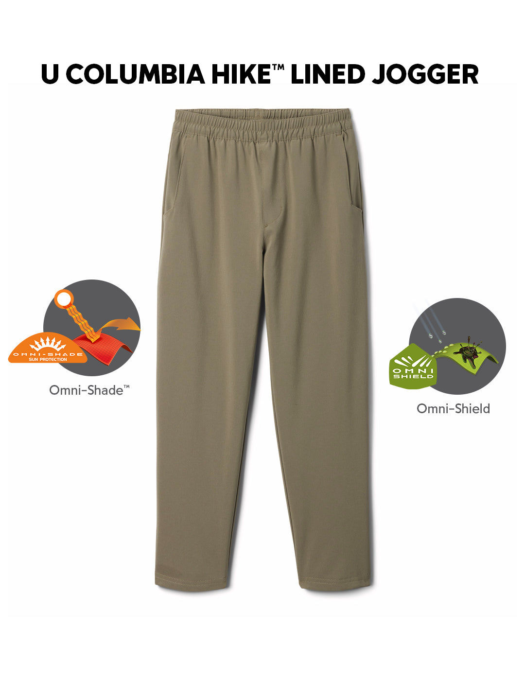 Columbia Kids Unisex Green Omni-Shade U Hike Lined Jogger (Sun Protection)
