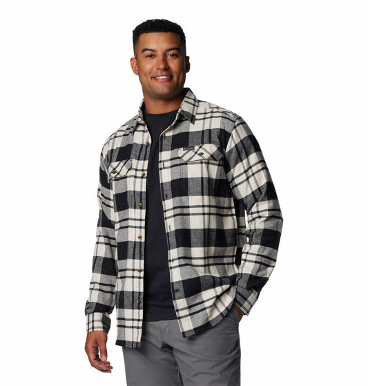 Columbia Mens Black Flare Gun Stretch Flannel Long Sleeve Shirt