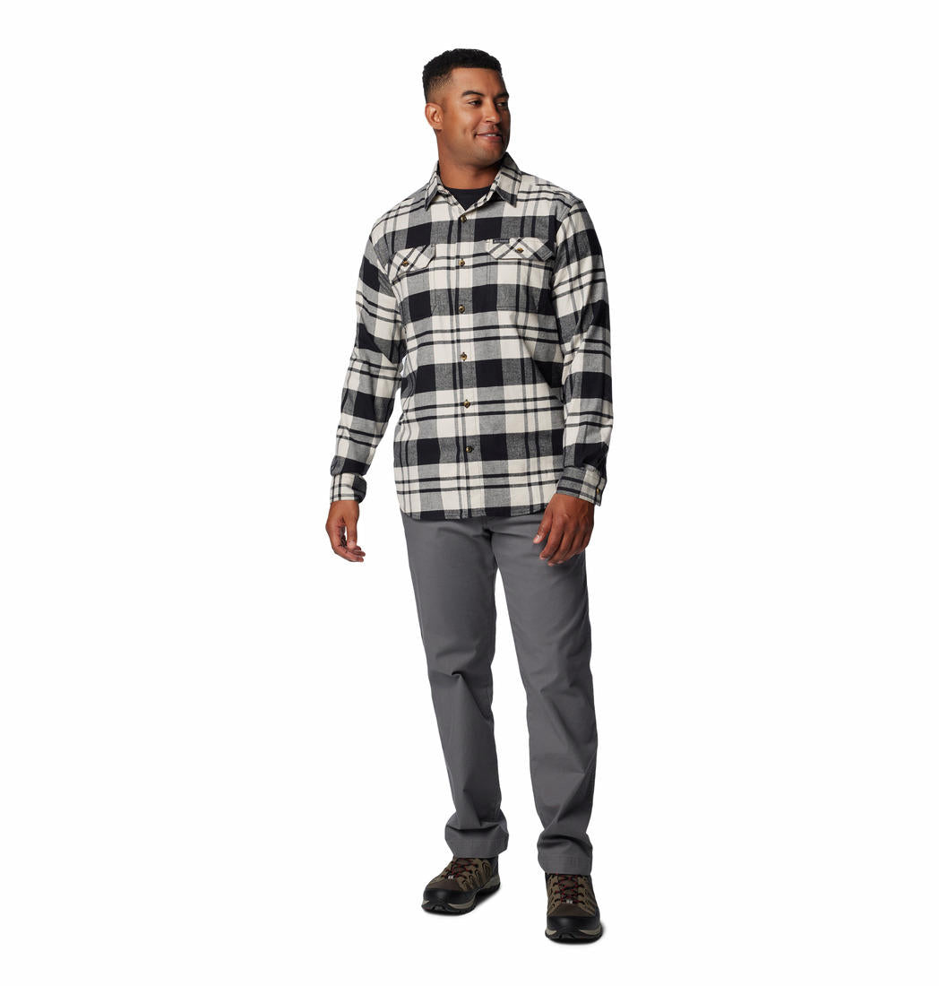 Columbia Mens Black Flare Gun Stretch Flannel Long Sleeve Shirt