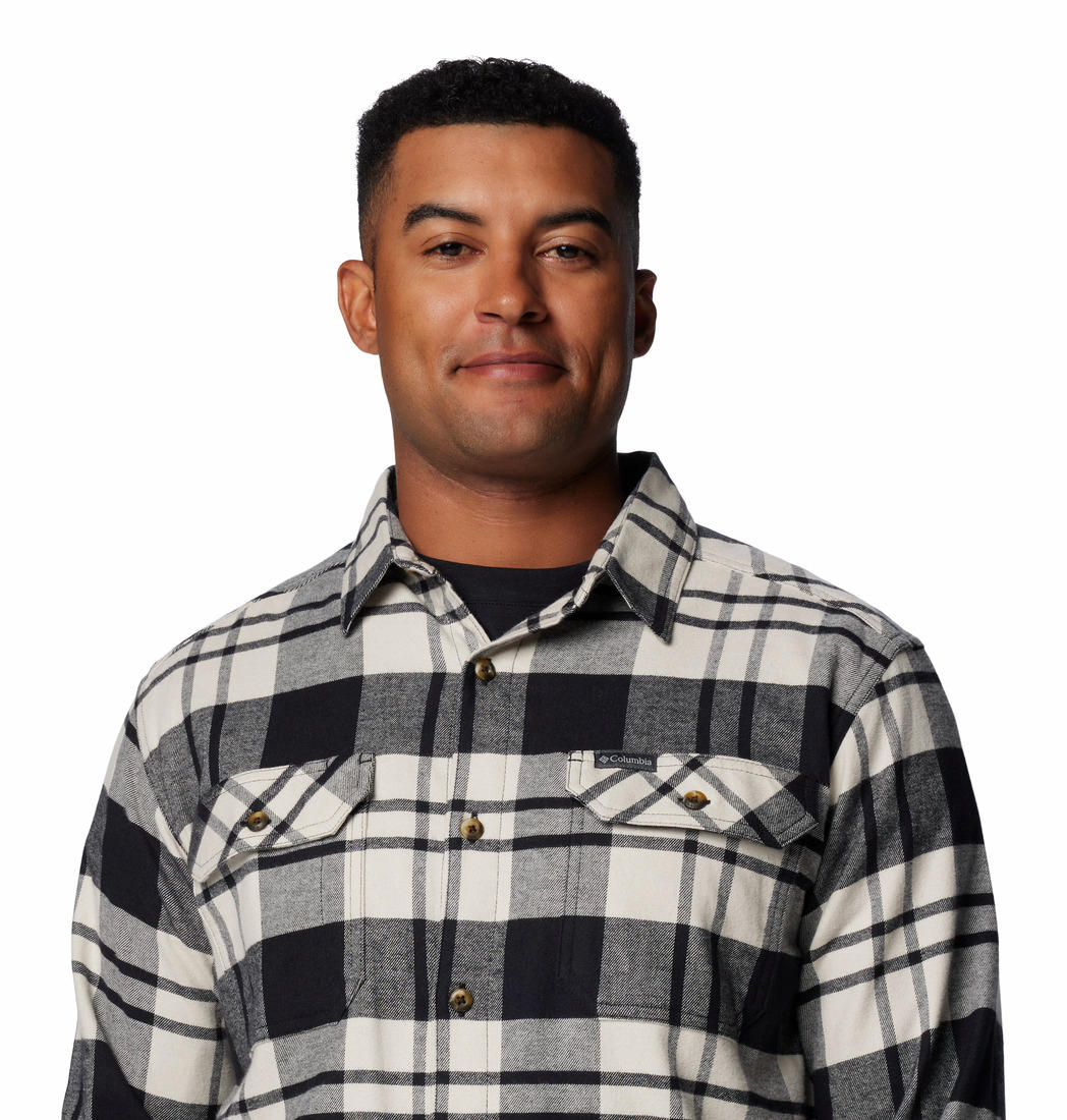 Columbia Mens Black Flare Gun Stretch Flannel Long Sleeve Shirt
